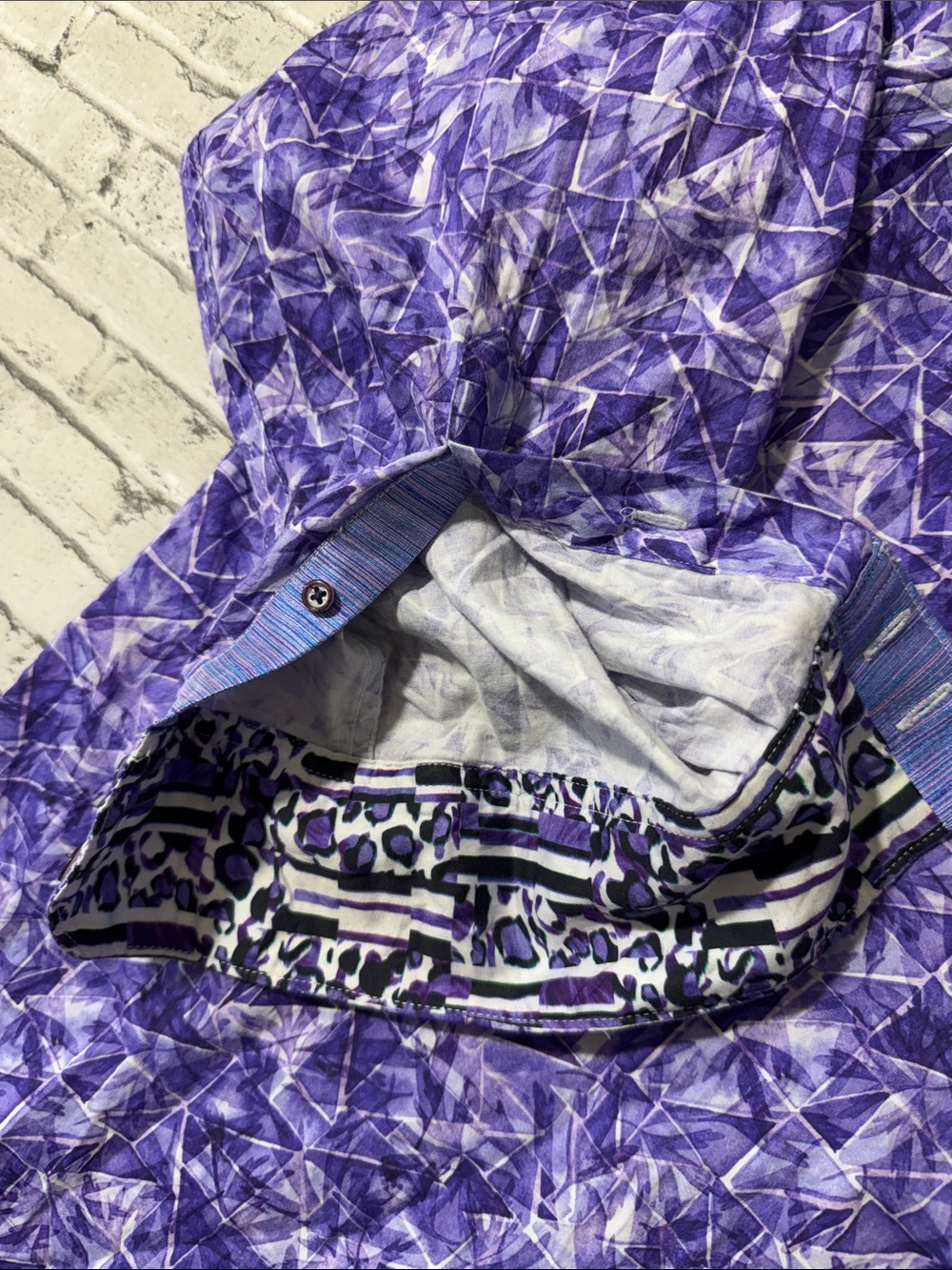 Robert Graham mens 5XL XXXXXL purple geo abstract flip cuff button up shirt EuC - Picture 4 of 6
